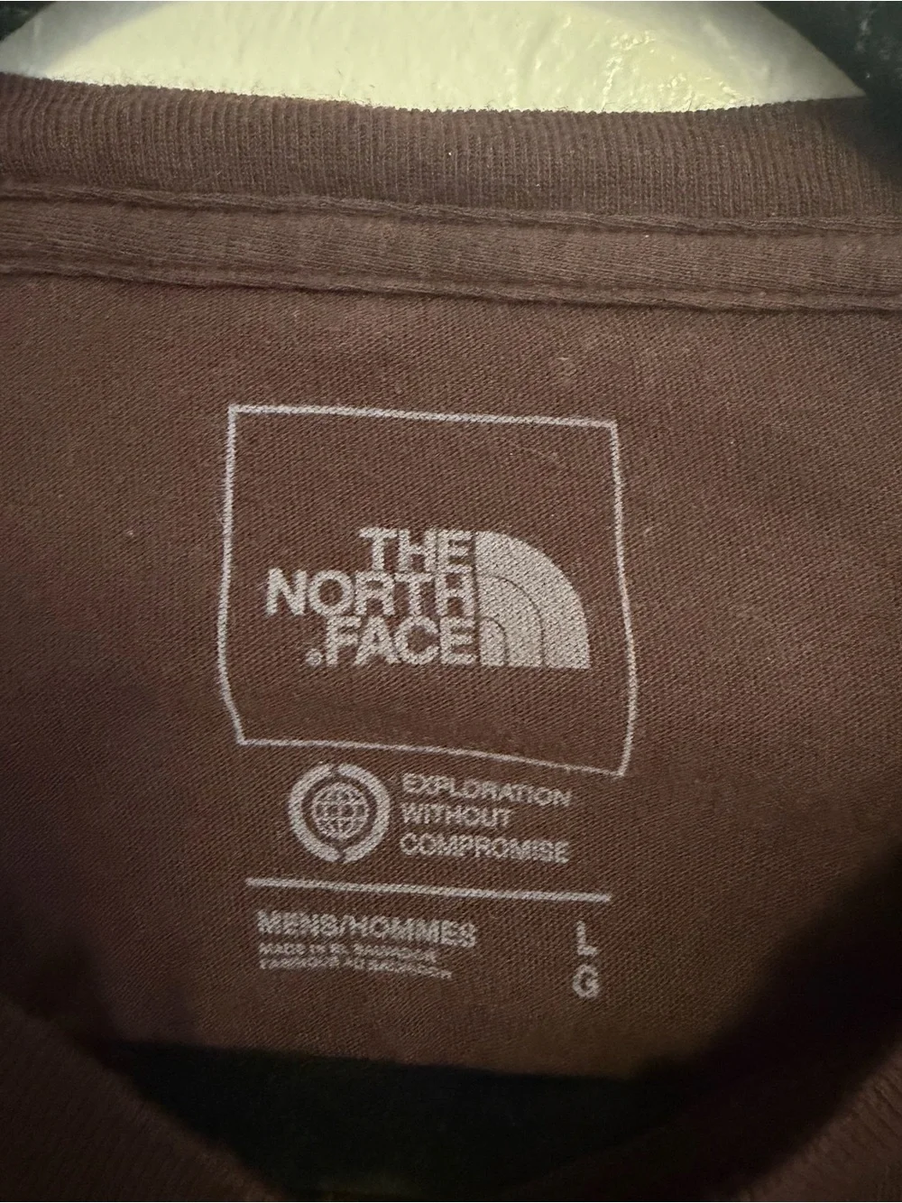 🟤 The North Face Men's Long-Sleeve Logo Tee — Dark Brown with White Logo